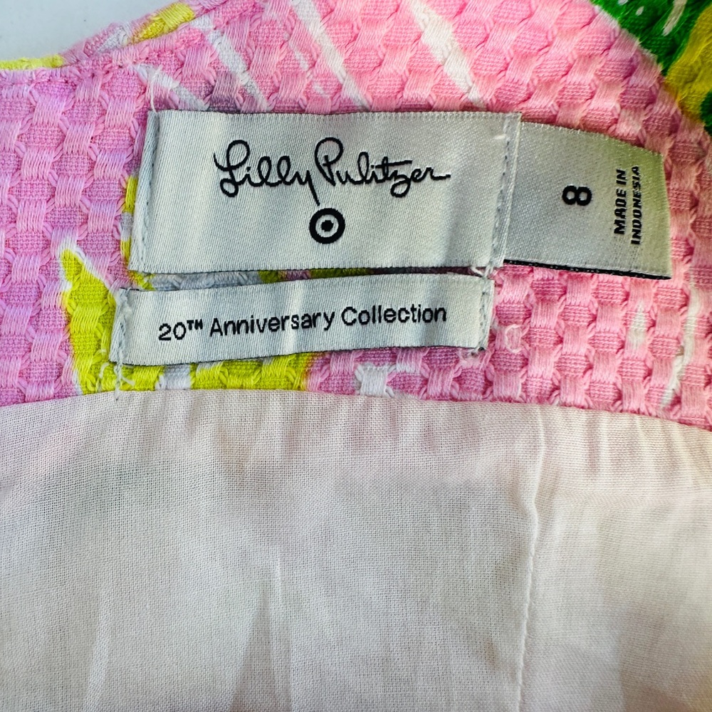 Lilly Pulitzer Flamingo Fan Dance Shift Dress Sz 8 Tropical Pink Green Resort - Picture 5 of 9